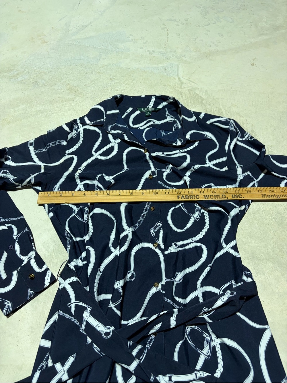 Lauren Ralph Lauren Navy Chain Print shirt Dress 10 - Picture 4 of 12